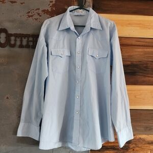 Vintage Western Light Blue Men's Snap Shirt